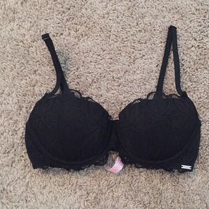 Pink Black Lacy PushUp Date Bra & Matching Panties